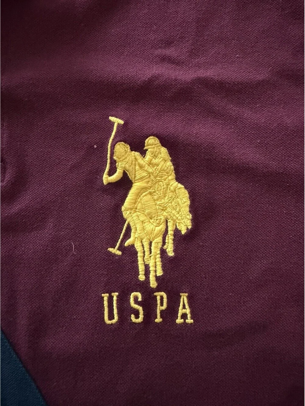 Vintage Polo Ralph Lauren Big Pony Polo Shirt Burgundy Blue Stripe Men's L